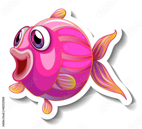 Sea Animal Cartoon Sticker with Cute Fish