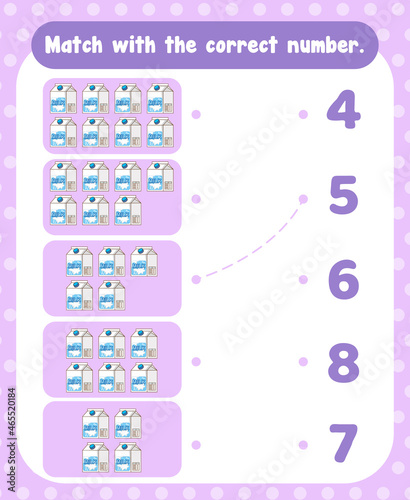 Count and match numbers math worksheet template