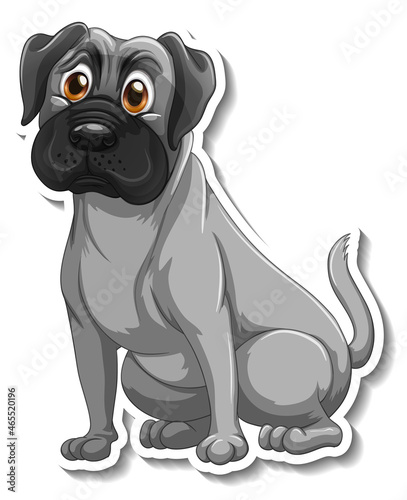Grey boxer dog cartoon sticker