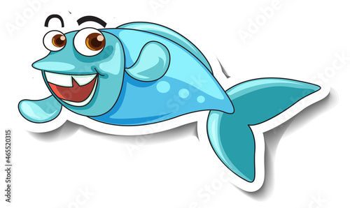 Sea Animal Cartoon Sticker with Cute Fish