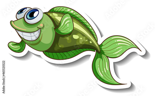 Sea Animal Cartoon Sticker with Cute Fish