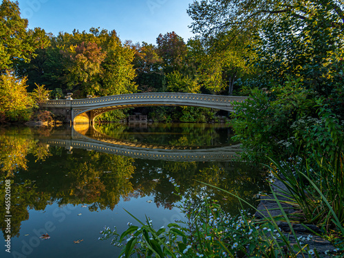 Bow Bridge, Central Park, in early autumnow bridge