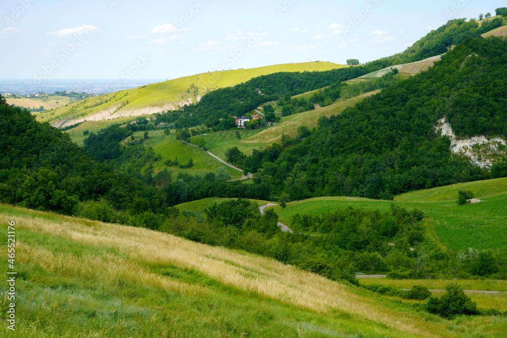 Rural landscape along the road from Sassuolo to Serramazzoni, Emilia-Romagna.