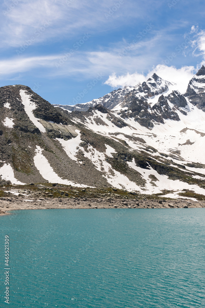 landscape mountain between Ceresole Reale and the Nivolet hill around serrù lake, Agnel lake, Nivolet lake in Piedmont in Italy