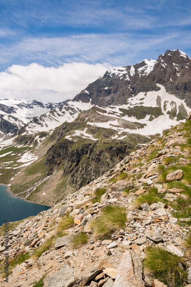 landscape mountain between Ceresole Reale and the Nivolet hill around serrù lake, Agnel lake, Nivolet lake in Piedmont in Italy landscape mountain between Ceresole Reale and the Nivolet hill around serrù lake, Agnel lake, Nivolet lake in Piedmont in Italy