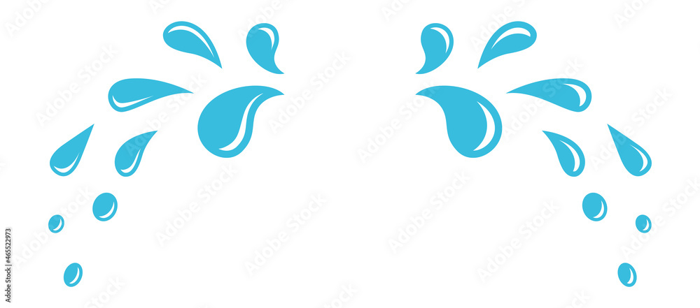 Water drops. Aqua splash. Falling cartoon tears