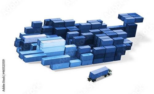 Docker cloud concept - whale made of container