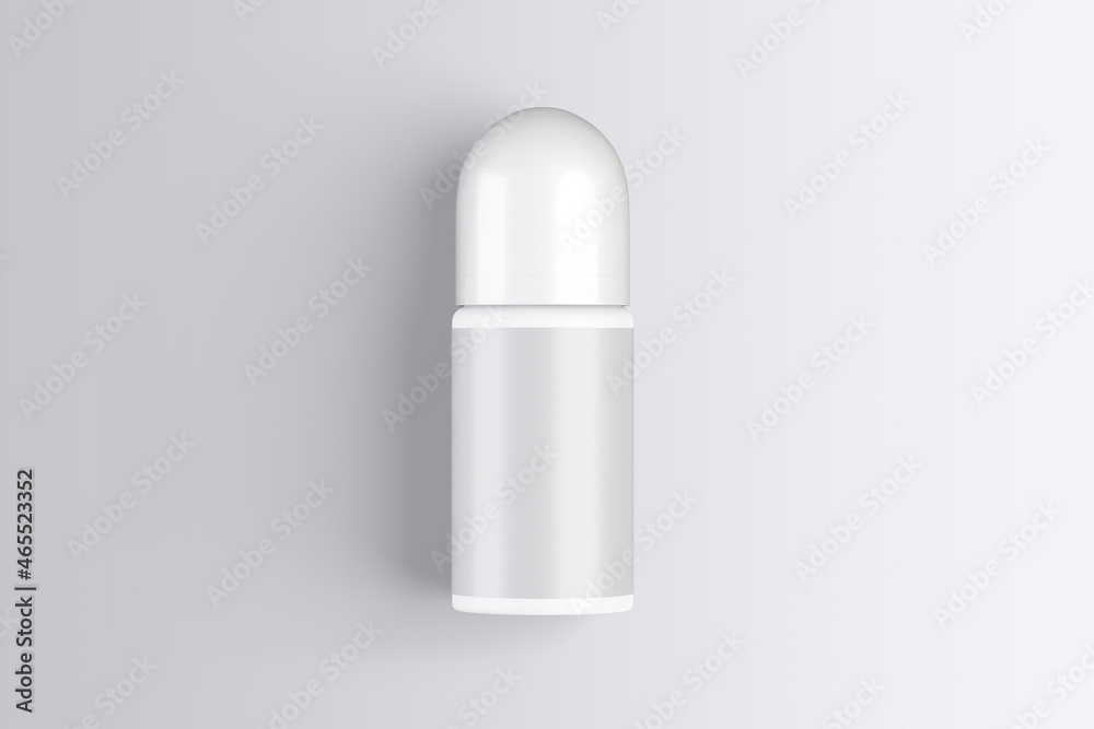 Blank white closed and open Plastic Matte Roll-On Deodorant Mock up isolated on a gray background.3d rendering. Blank white closed and open Plastic Matte Roll-On Deodorant Mock up isolated on a gray background.3d rendering.