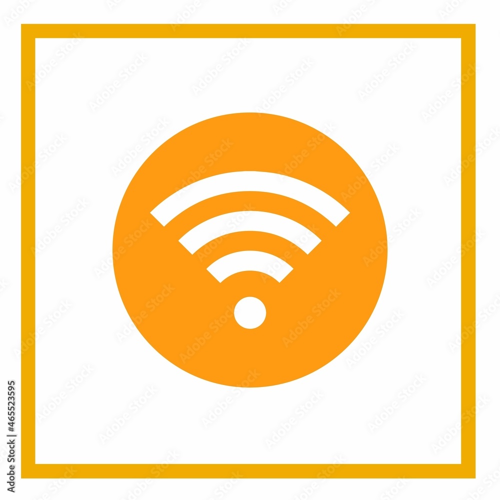 Wifi icon isolated on special orange square button reflected abstract illustration