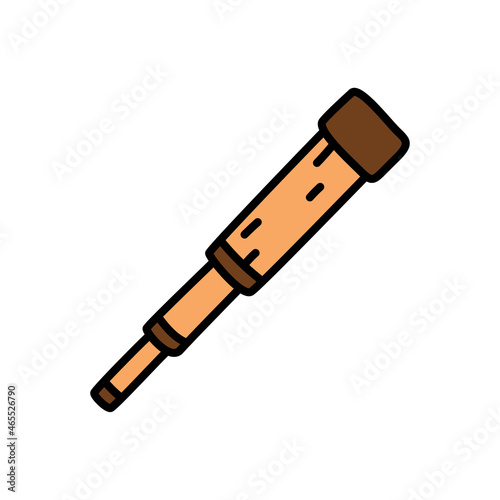 Spyglass. Pirate item sketch. Doodle hand drawn illustration. Vector icon