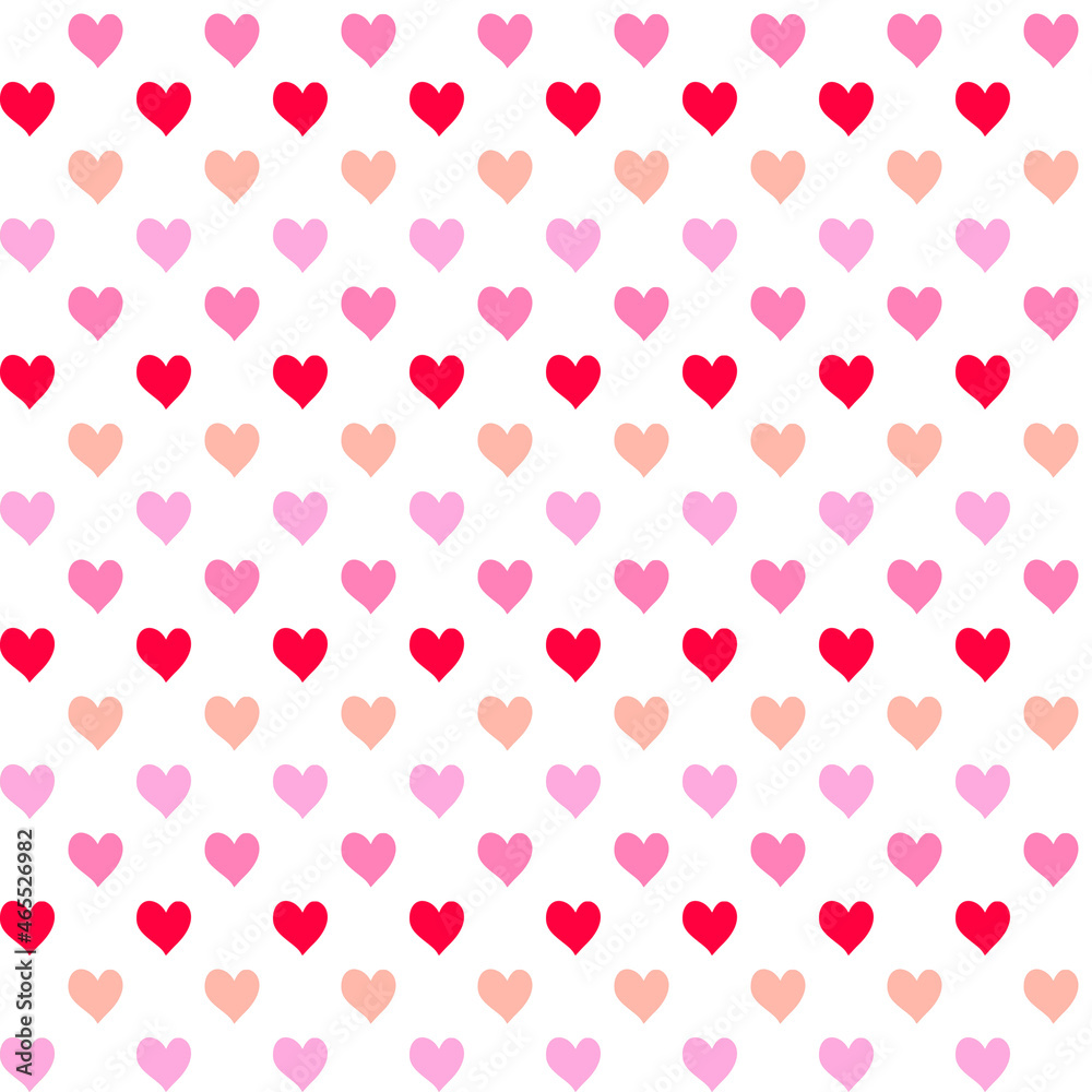 seamless pattern with hearts pink white colors background