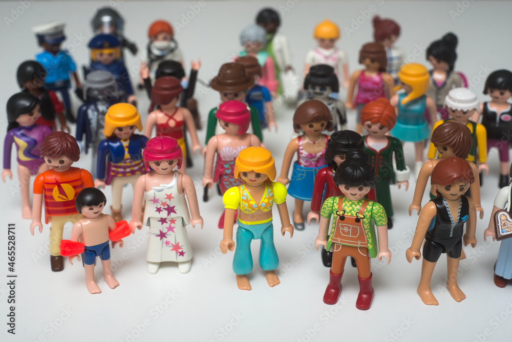 Mulhouse - France - 26 October 2021 - Closeup of Playmobil figurines  collection on white background Stock Photo | Adobe Stock