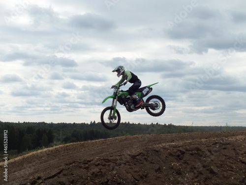 Fototapeta Naklejka Na Ścianę i Meble -  motocross, biker on a motorcycle