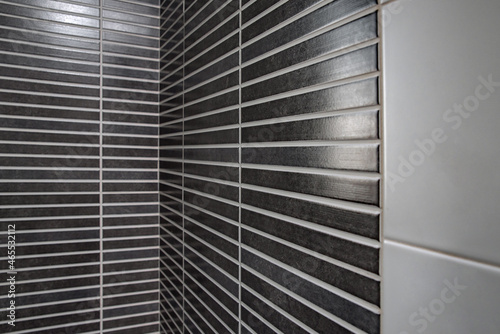 Black ceramic tiles in the bathroom