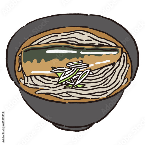 にしんとネギの入った温かいにしん蕎麦