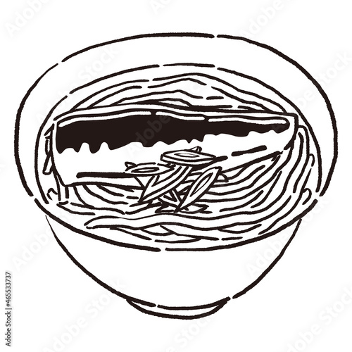 にしんとネギの入った温かいにしん蕎麦