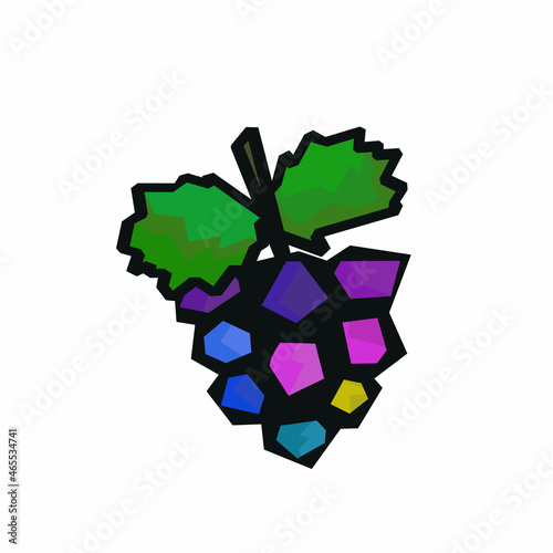 Grapes logo icon sign Fruit berries grane stone symbol emblem hand drawn doodle sketch Modern geometric abstract design Fashion print clothes apparel greeting invitation card cover banner poster ad