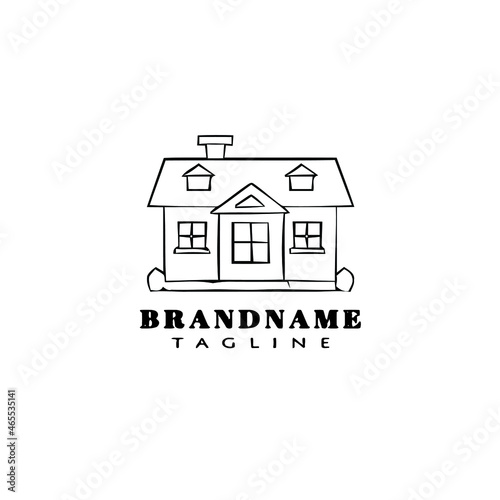 house logo cartoon icon design template black isolated illustration