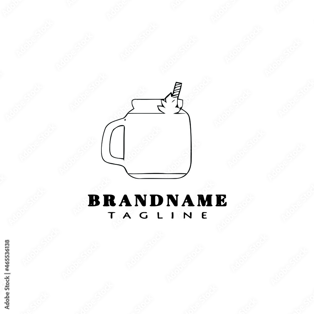 juice jar cartoon logo icon design template black isolated illustration