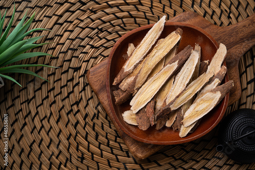 Chinese herbal medicine Astragalus root. photo