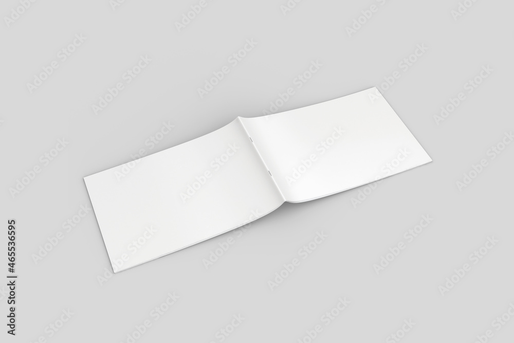 Empty blank landscape magazine journal or brochure Mock up isolated on a grey background. 3d rendering. Empty blank landscape magazine journal or brochure Mock up isolated on a grey background. 3d rendering.