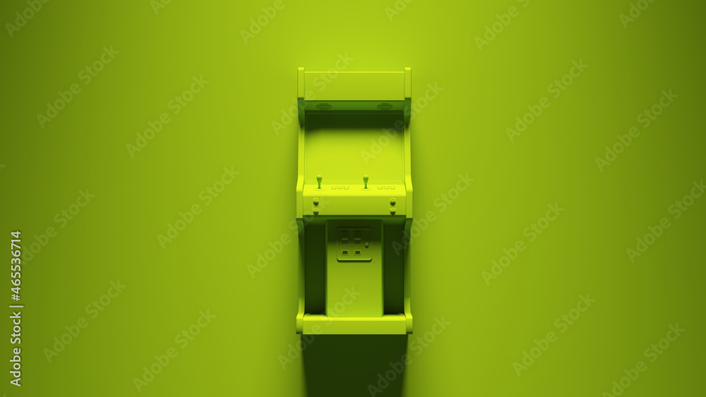 Bright Green Arcade Machine with Vibrant Green Background 3d illustration render Bright Green Arcade Machine with Vibrant Green Background 3d illustration render