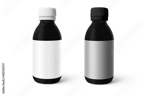 Empty blank syrup medical bottle isolated on white background. 3d rendering.