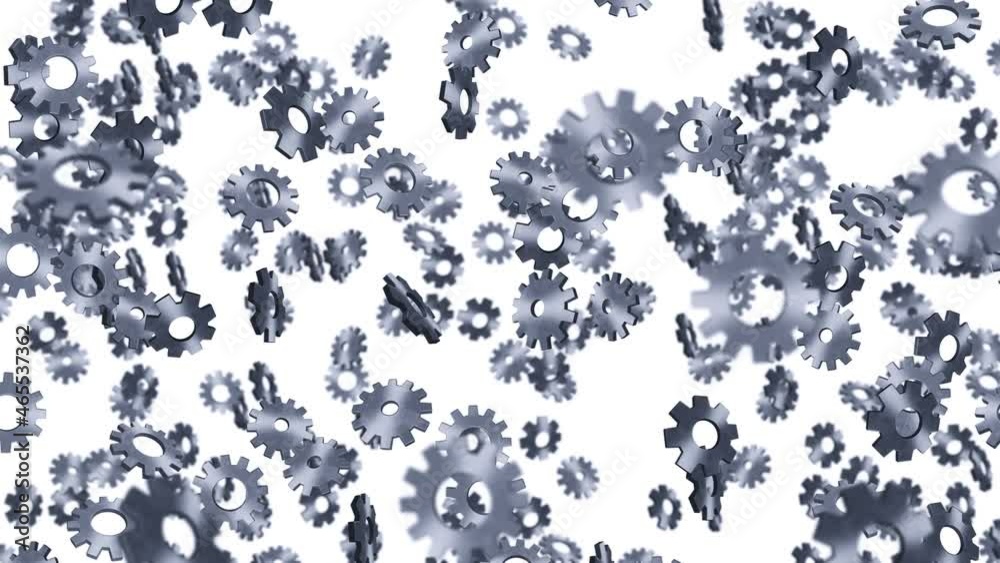 Metal gears floating in air on white background. Configuration settings of computer. Silver wheel. Business concept. Loop animation. Metal gears floating in air on white background. Configuration settings of computer. Silver wheel. Business concept. Loop animation.