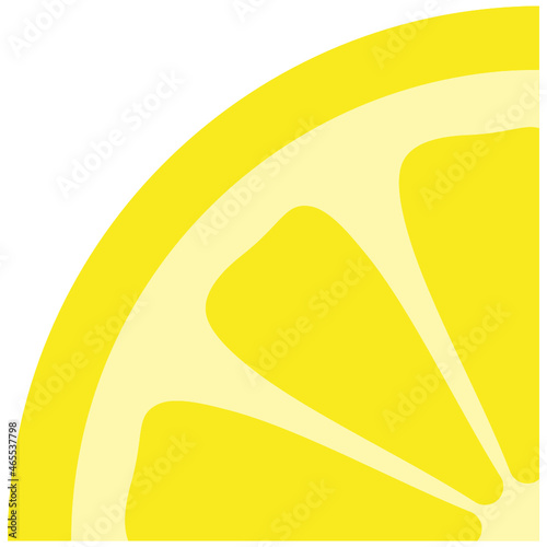 Citrus Lemon quarter slice SVG vector graphic with yellow skin pith and segments isolated on white.  Suitable for use with digital cutting software.