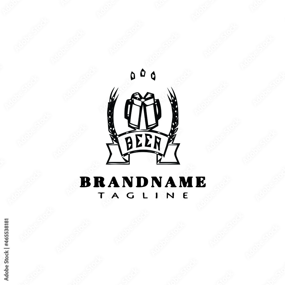 beer logo cartoon icon design template black isolated vector cute