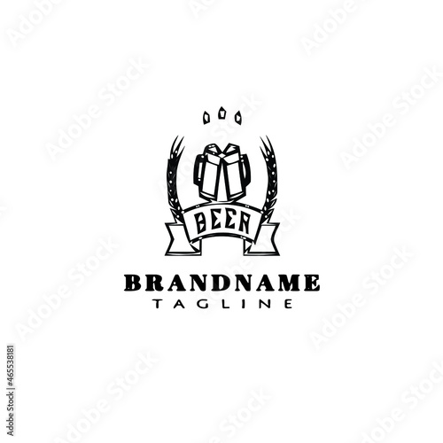 beer logo cartoon icon design template black isolated vector cute