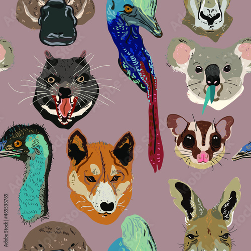Australian animals seamless pattern.