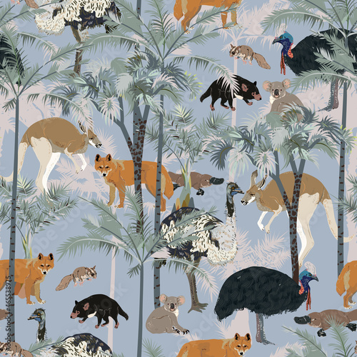 Photography Australian animals seamless pattern.