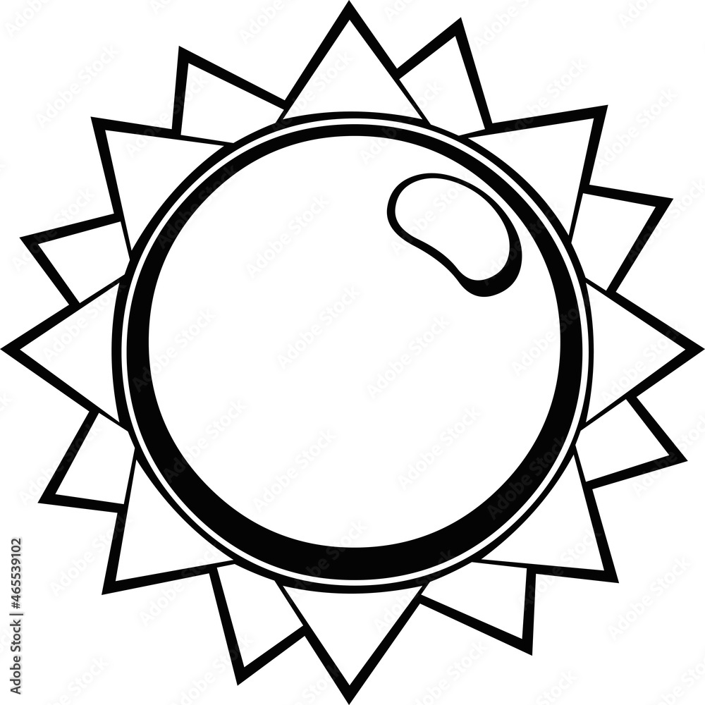 Vector illustration of black and white drawing of a sun Stock Vector ...