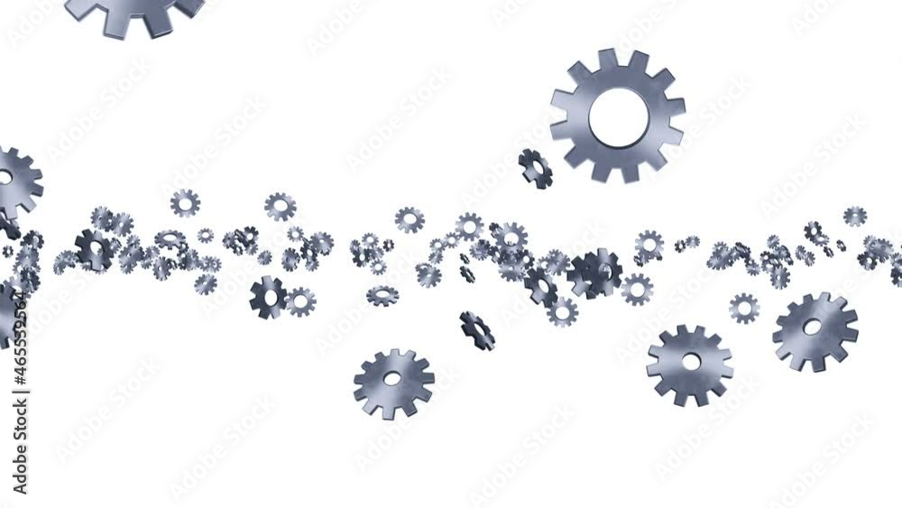 Metal gears floating in air on white background. Configuration settings of computer. Silver wheel. Business concept. Loop animation. Metal gears floating in air on white background. Configuration settings of computer. Silver wheel. Business concept. Loop animation.