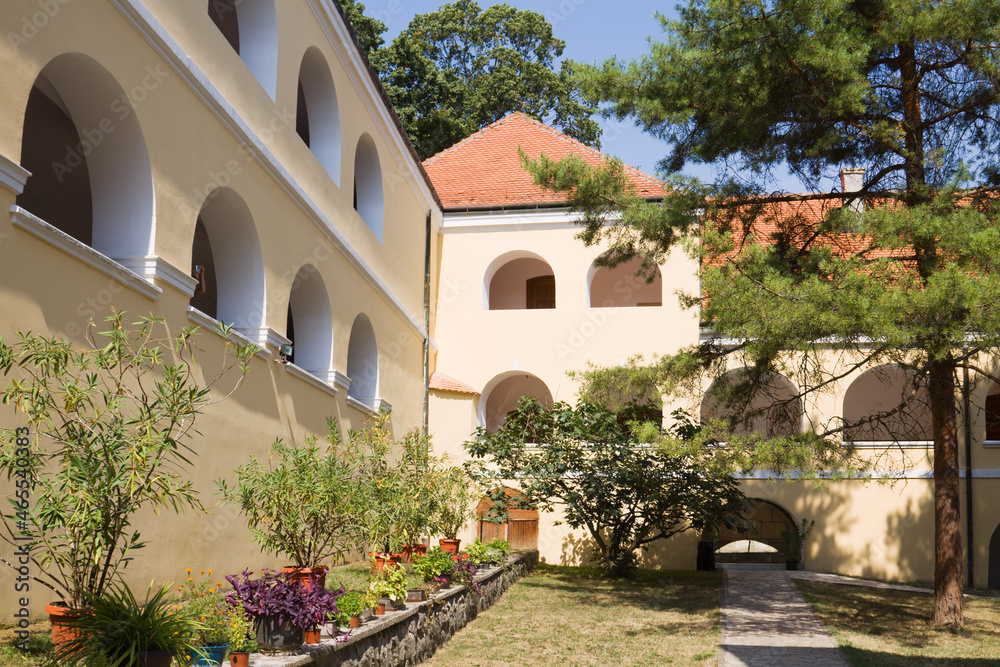 The dwelling with the galleries in the orthodox monastery Novo Hopovo (New Hopovo) in Serbia