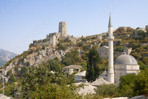 View of Pocitelj with the mosque and citadel photo