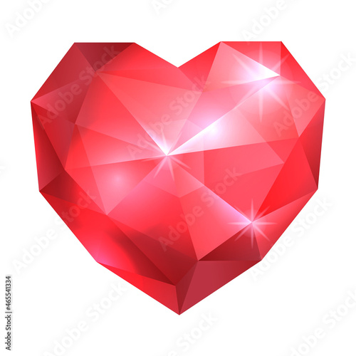Crystal red gemstone diamond heart illustration jpg file