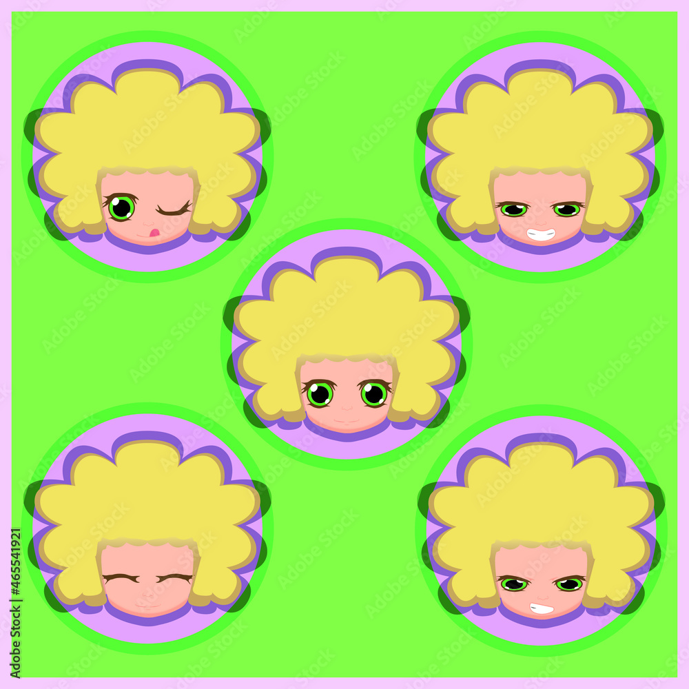 GIRL BLOND CURLY HAIR WITH POSITIVE FACIAL EXPRESSIONS GIRL BLOND CURLY HAIR WITH POSITIVE FACIAL EXPRESSIONS