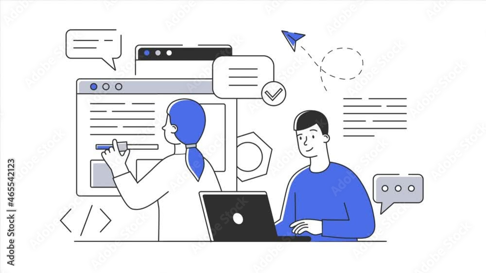 PR manager review client feedback to increase customer loyalty. Animated cartoon concept. Simple style 2d animation with alpha channel isolated on white background.