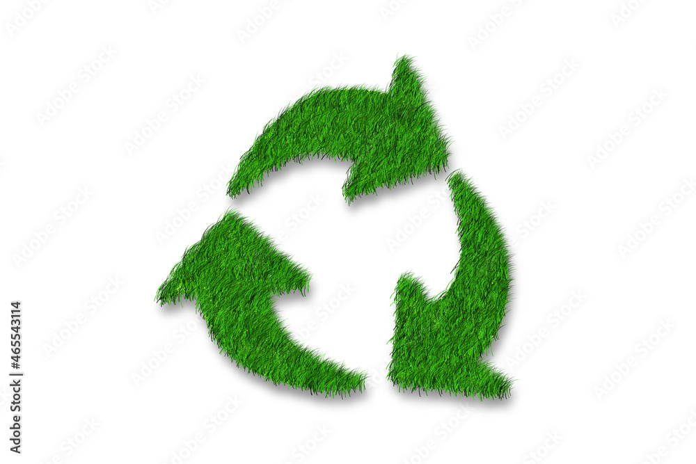 Recycle symbol made of grass on white background. Sustainability and environmental concept Recycle symbol made of grass on white background. Sustainability and environmental concept