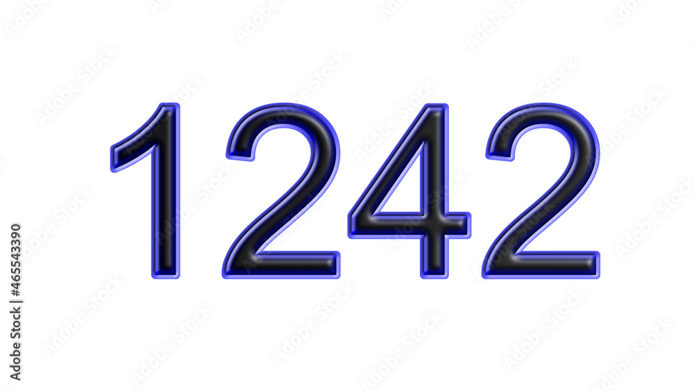 blue 1242 number 3d effect white background blue 1242 number 3d effect white background
