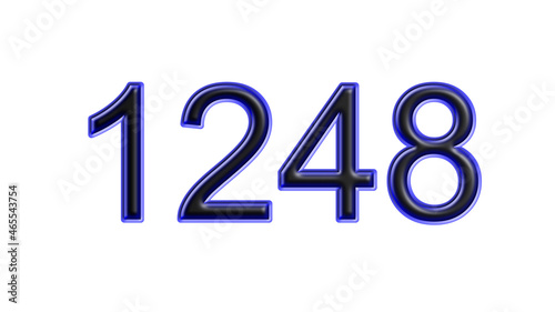 blue 1248 number 3d effect white background