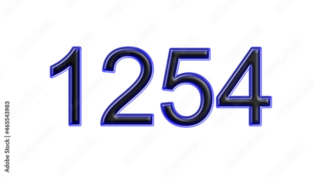 blue 1254 number 3d effect white background blue 1254 number 3d effect white background