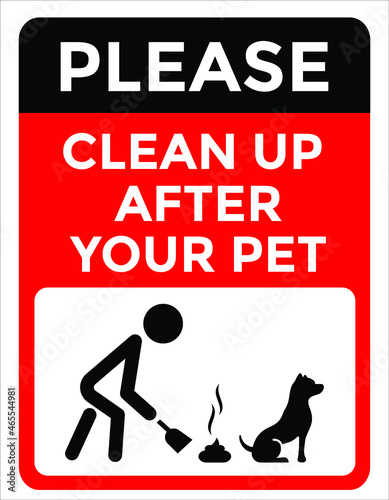 please clean up after your pet, sign, vector illustration 
