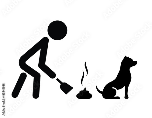 clean after your pet, person picking up poo after a dog, vector illustration 