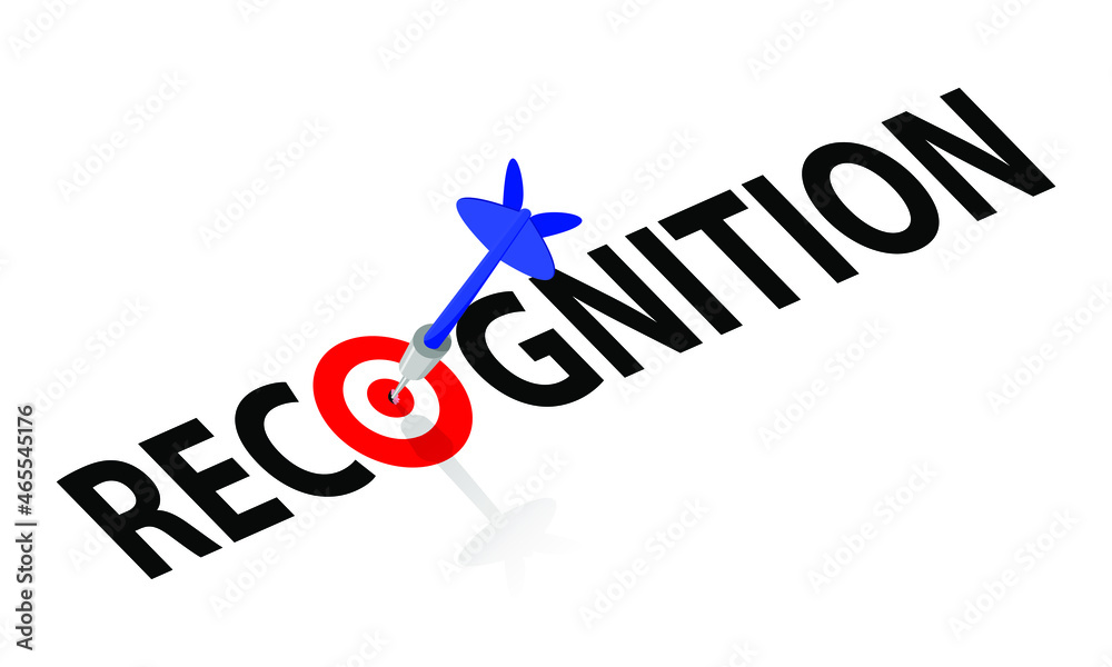 recognition concept, dart hitting target, vector illustration recognition concept, dart hitting target, vector illustration