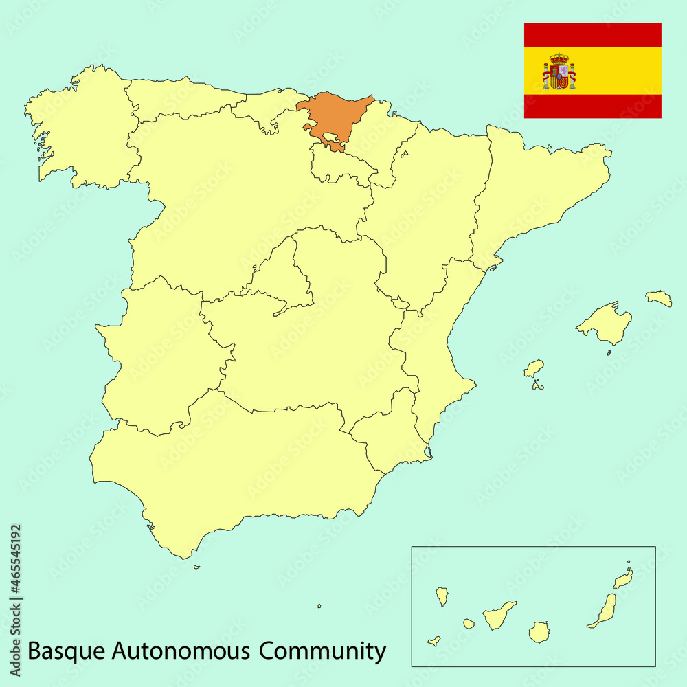 spain map with provinces, basque autonomous community, vector illustration 