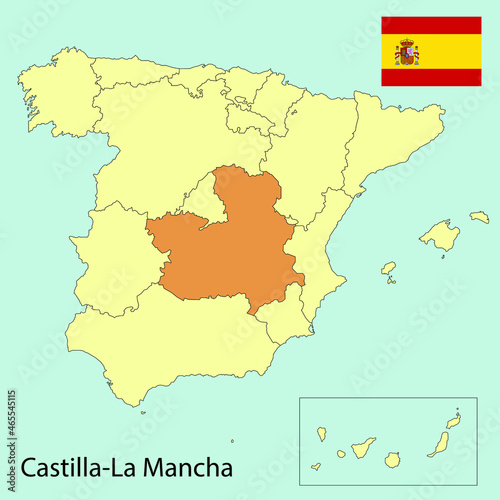 spain map with provinces  castilla la macha  vector illustration 