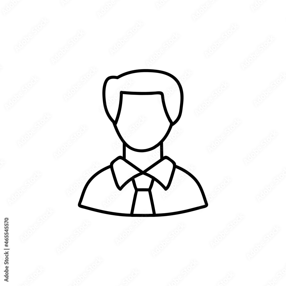 Representative worker icon in flat black line style, isolated on white background 